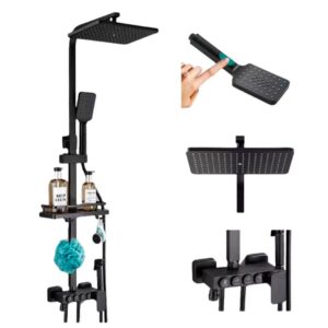 Kit De Ducha Columna Negra Con 4 Botones Multifuncional - Negro