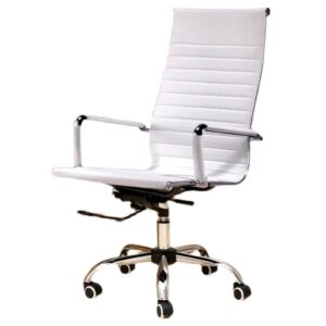 Silla Oficina Ejecutiva aluminio con apoya brazos Blanca Chic Home - Blanco