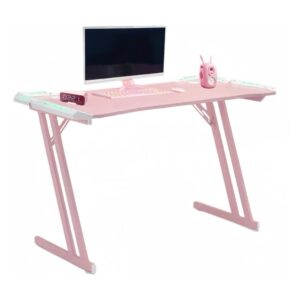 Escritorio Gamer Rosa Con Iluminación Rgb 120cm Videojuego Chic Home