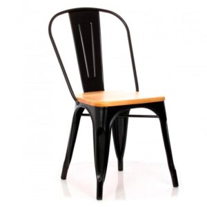 Silla Tolix Metal Con Asiento En Madera